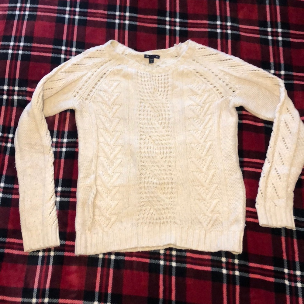 Cream fisherman cable-knit sweater